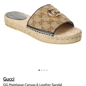 GUCCI GG Metalasse Canvas/Espadrille Sandsl/Slides